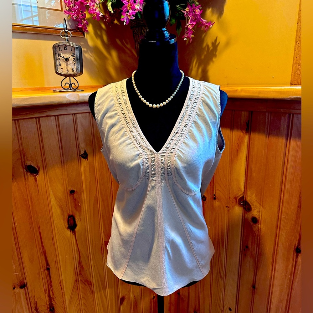 TINT BRAND BEIGE LINEN TOP